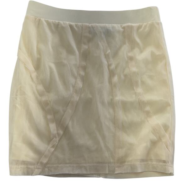 No Vacancy Skirt Womens Small Butter Yellow Mesh Mini Layered Sheer Lined - Picture 1 of 6